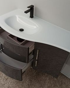 Mobile bagno sospeso Jane cm 105 antracite  curvo e specchio led