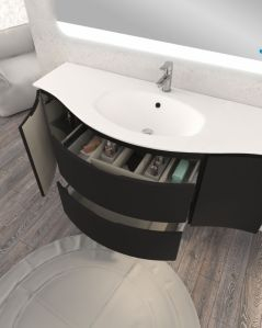Mobile bagno sospeso 138 cm curvo lavagna e specchio led – Greta