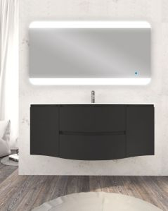 Mobile bagno sospeso 138 cm curvo lavagna e specchio led – Greta