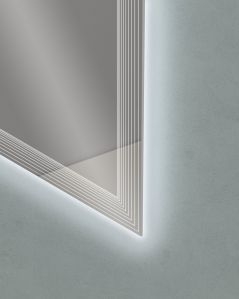Mobile bagno sospeso Greta 140 cm due lavabi e specchio led con