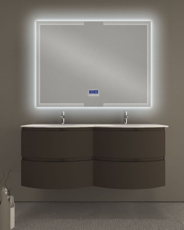 Mobile bagno sospeso Greta grigio vulcano con doppio lavabo cm Mobile bagno sospeso Greta grigio vulcano con doppio lavabo cm