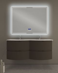 Mobile bagno sospeso Greta grigio vulcano con doppio lavabo cm
