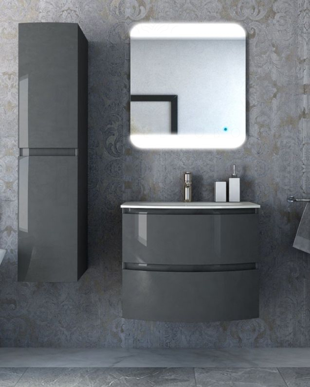 Mobile bagno sospeso 70 cm Greta antracite lucido con lavabo in Mobile bagno sospeso 70 cm Greta antracite lucido con lavabo in