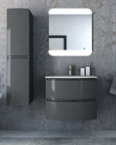 Mobile bagno sospeso 70 cm Greta antracite lucido con lavabo in