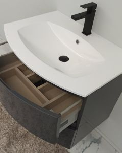 Mobile bagno sospeso 70 cm Greta antracite lucido con lavabo in