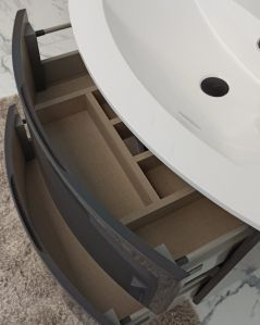 Mobile bagno sospeso 70 cm Greta antracite lucido con lavabo in