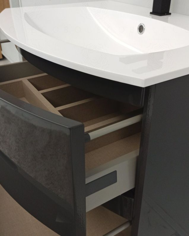 Mobile bagno sospeso 70 cm Greta antracite lucido con lavabo in Mobile bagno sospeso 70 cm Greta antracite lucido con lavabo in