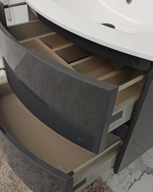 Mobile bagno sospeso 70 cm Greta antracite lucido con lavabo in Mobile bagno sospeso 70 cm Greta antracite lucido con lavabo in