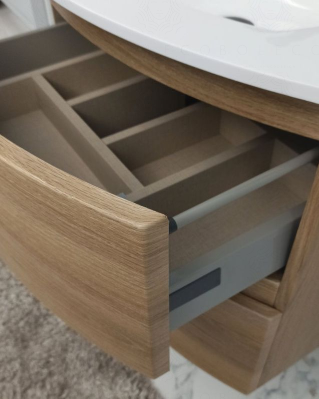 Mobile bagno sospeso 70 cm Greta rovere naturale con lavabo in