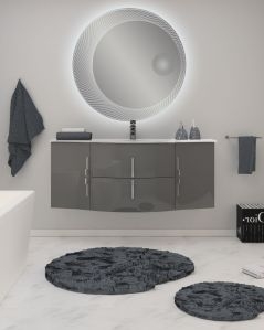 Mobile bagno sospeso Jane 140 cm antracite con ante e cassetti e specchio led