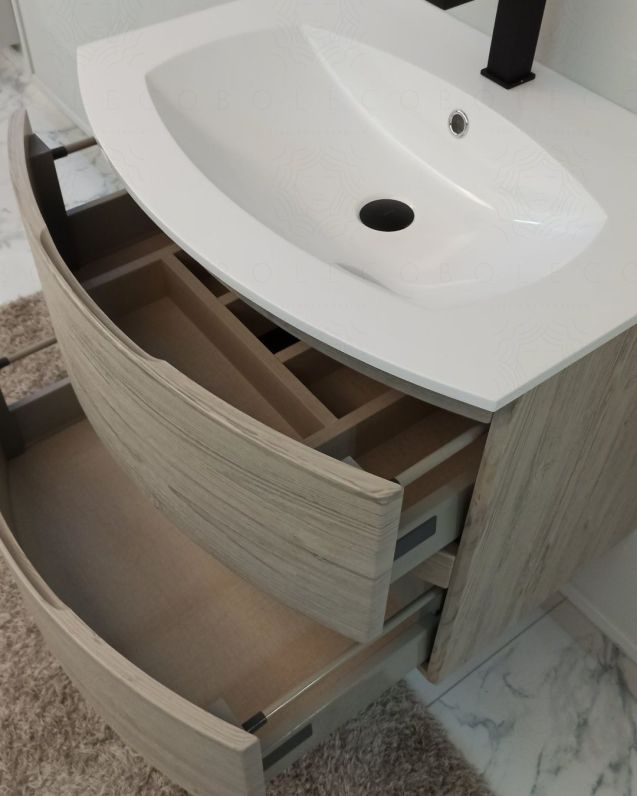 Mobile bagno sospeso 70 cm Greta rovere grigio con lavabo in Mobile bagno sospeso 70 cm Greta rovere grigio con lavabo in