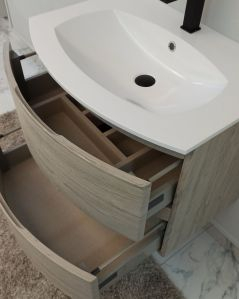 Mobile bagno sospeso 70 cm Greta rovere grigio con lavabo in