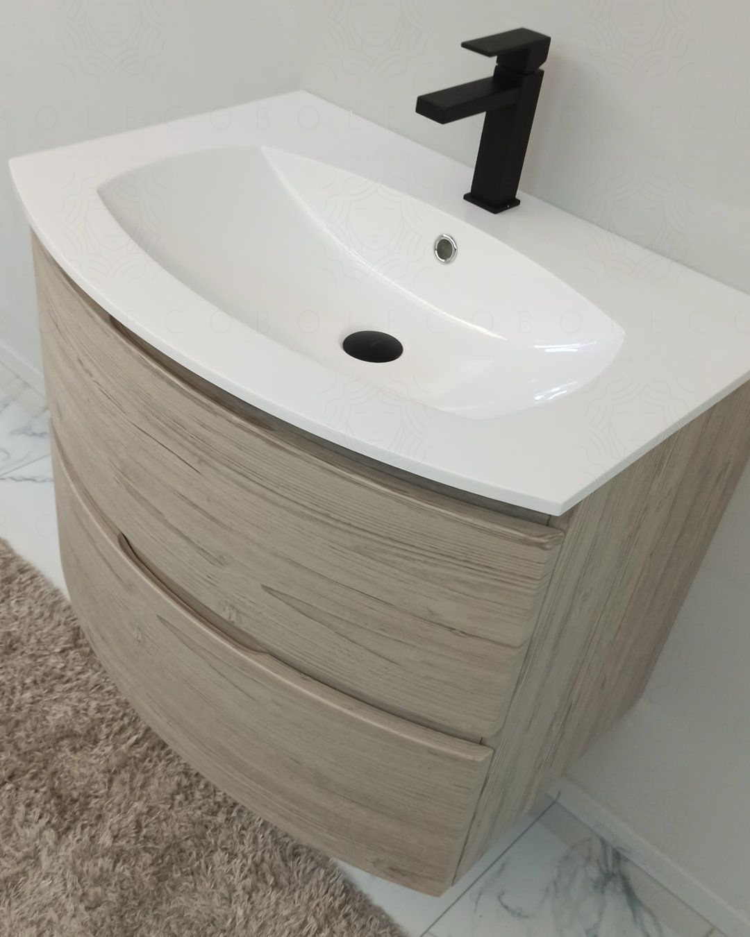 Mobile bagno sospeso 70 cm Greta rovere grigio con lavabo in Mobile bagno sospeso 70 cm Greta rovere grigio con lavabo in