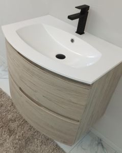 Mobile bagno sospeso 70 cm Greta rovere grigio con lavabo in