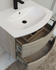 Mobile bagno sospeso 70 cm Greta rovere grigio con lavabo in