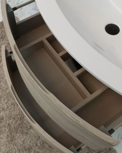 Mobile bagno sospeso 70 cm Greta rovere grigio con lavabo in