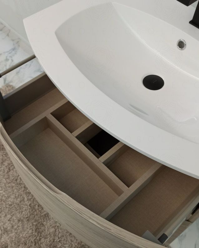 Mobile bagno sospeso 70 cm Greta rovere grigio con lavabo in Mobile bagno sospeso 70 cm Greta rovere grigio con lavabo in