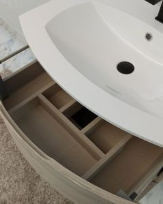 Mobile bagno sospeso 70 cm Greta rovere grigio con lavabo in