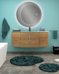 Mobile bagno sospeso Jane, curvo, cm.138 con specchio led