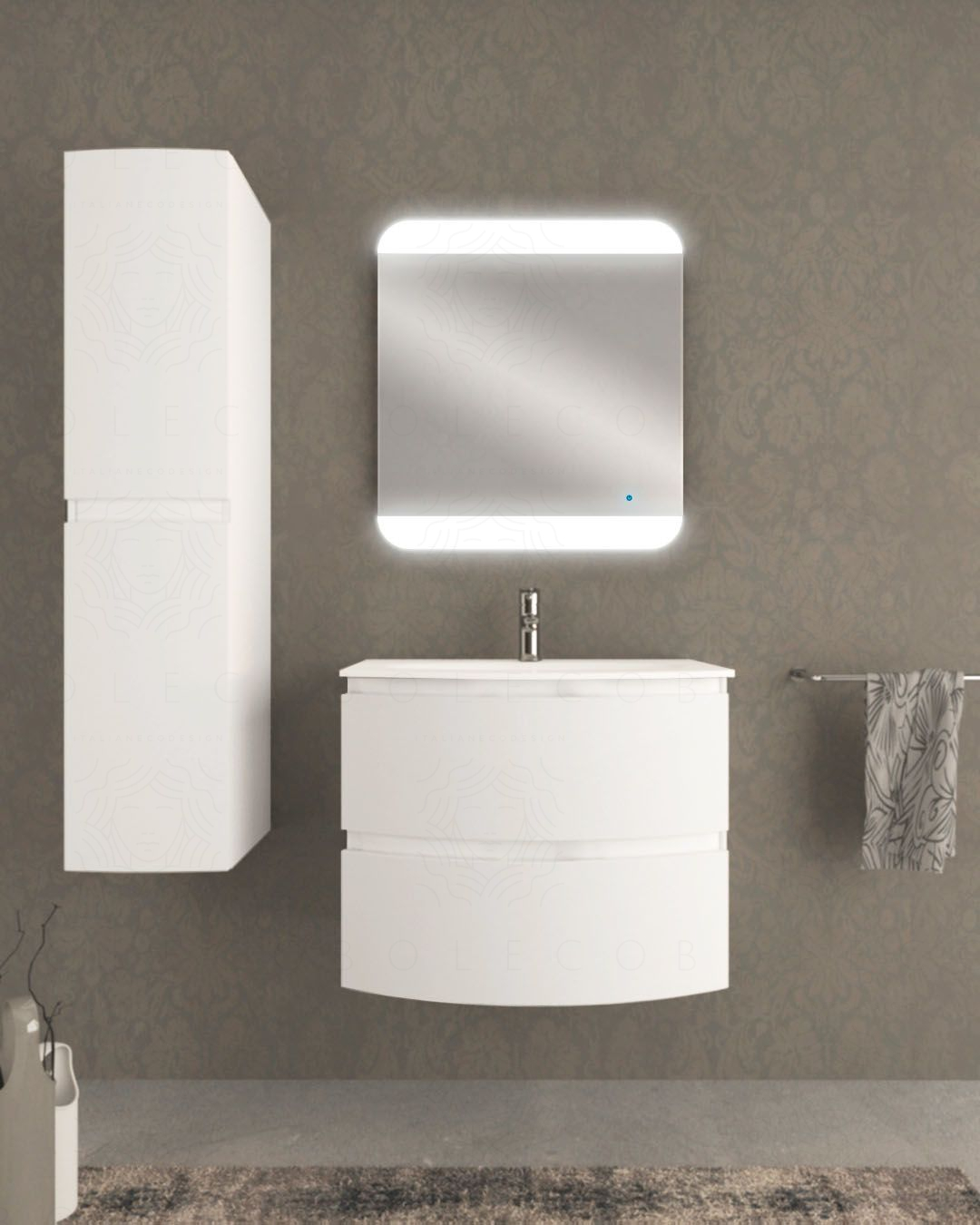 Mobile bagno sospeso 70 cm Greta bianco opaco con lavabo in Mobile bagno sospeso 70 cm Greta bianco opaco con lavabo in