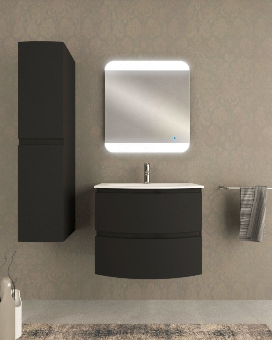 Mobile bagno sospeso 70 cm Greta lavagna con lavabo in resina Mobile bagno sospeso 70 cm Greta lavagna con lavabo in resina