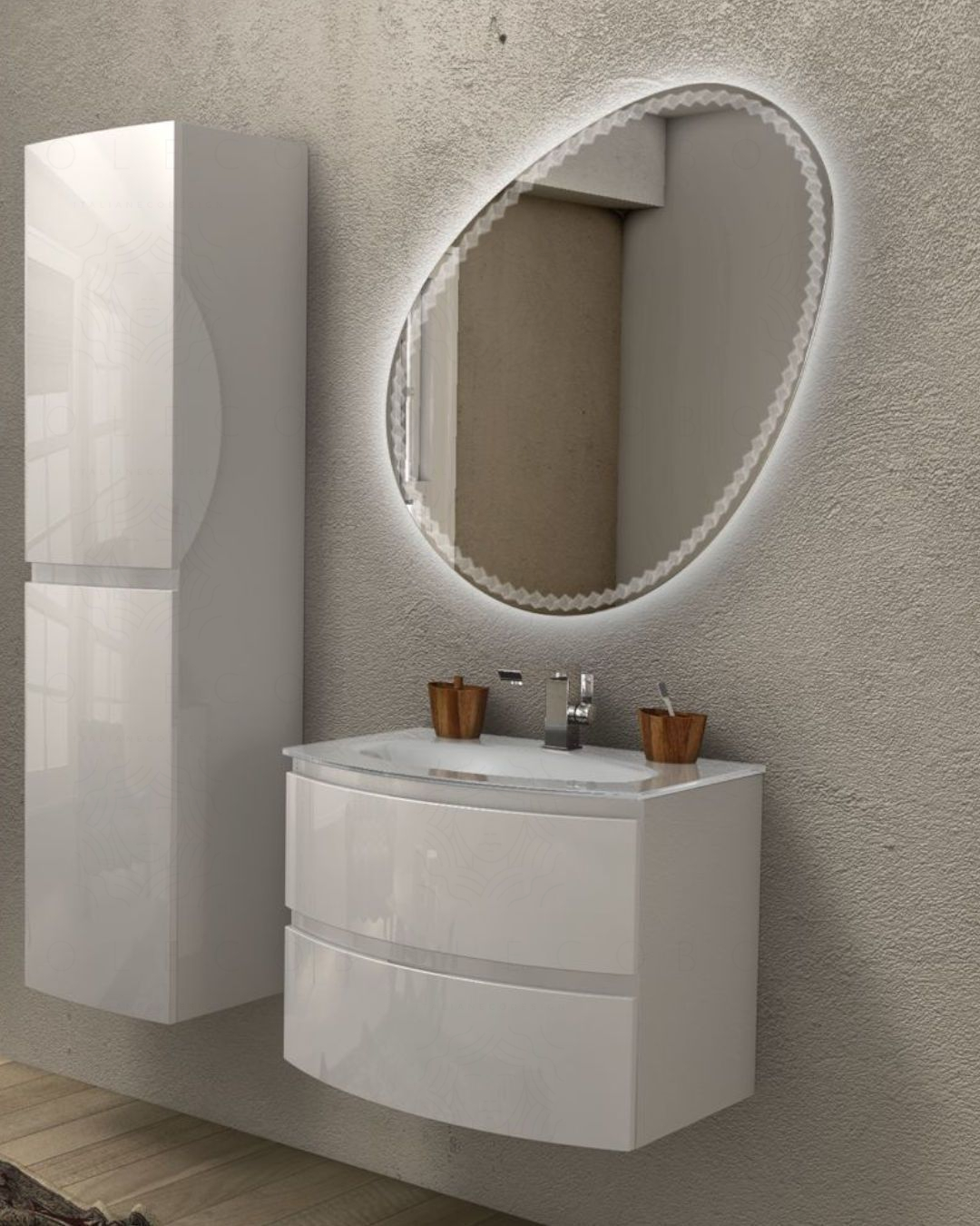 Mobile bagno Greta 70 cm con lavabo in vetro Mobile bagno Greta 70 cm con lavabo in vetro