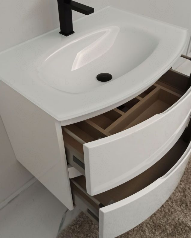 Mobile bagno Greta 70 cm con lavabo in vetro Mobile bagno Greta 70 cm con lavabo in vetro