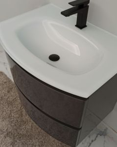 Mobile bagno Greta 70 cm antracite lucido con lavabo in vetro