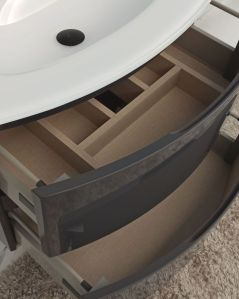 Mobile bagno Greta 70 cm antracite lucido con lavabo in vetro