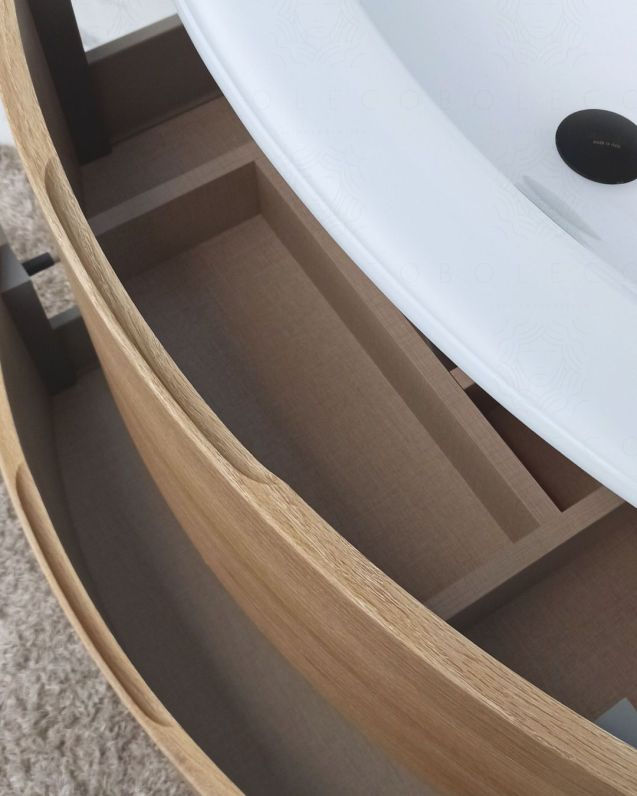 Mobile bagno Greta 70 cm rovere naturale con lavabo in vetro Mobile bagno Greta 70 cm rovere naturale con lavabo in vetro