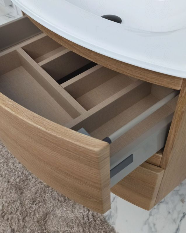 Mobile bagno Greta 70 cm rovere naturale con lavabo in vetro Mobile bagno Greta 70 cm rovere naturale con lavabo in vetro