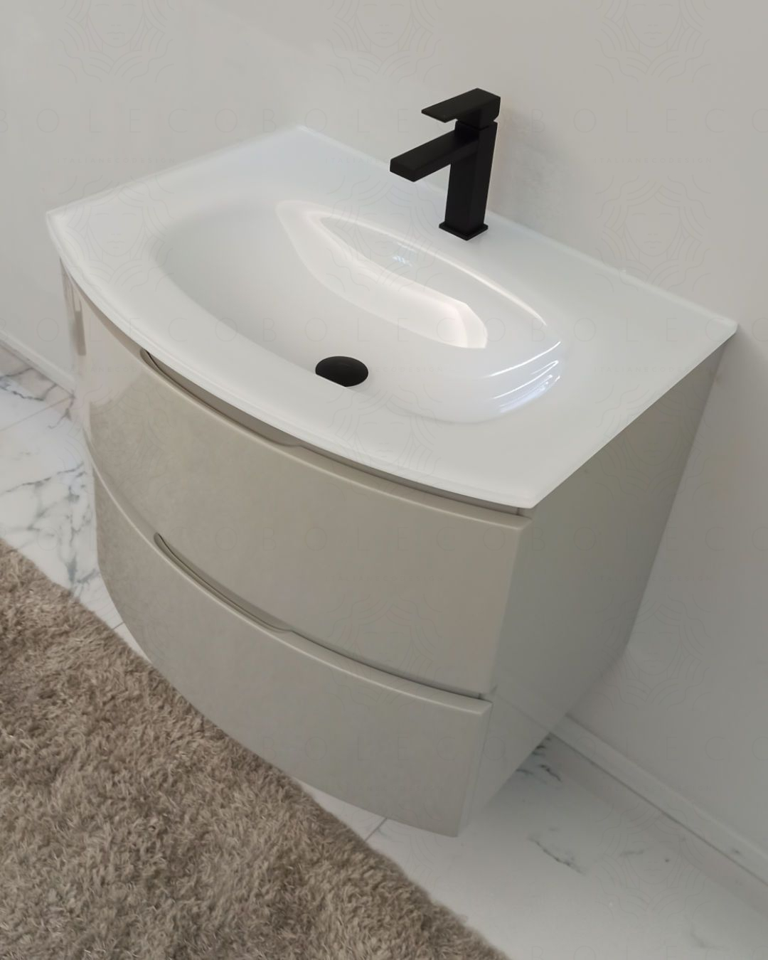 Mobile bagno Greta 70 cm grigio lucido con lavabo in vetro Mobile bagno Greta 70 cm grigio lucido con lavabo in vetro