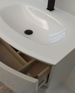 Mobile bagno Greta 70 cm grigio lucido con lavabo in vetro
