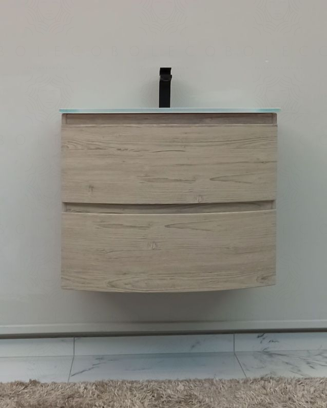Mobile bagno Greta 70 cm rovere grigio con lavabo in vetro Mobile bagno Greta 70 cm rovere grigio con lavabo in vetro