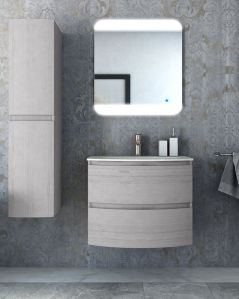 Mobile bagno Greta 70 cm rovere grigio con lavabo in vetro
