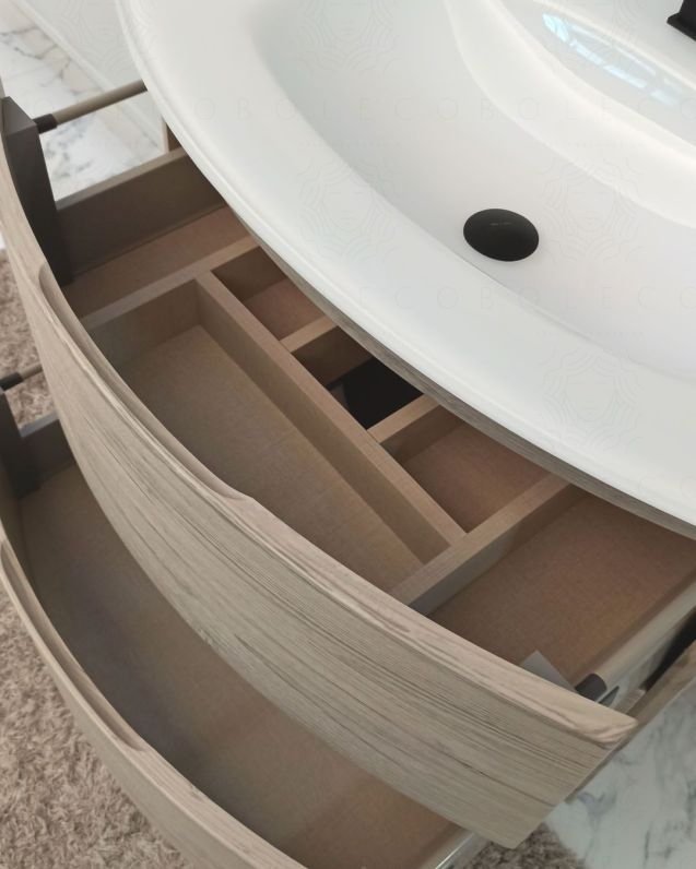 Mobile bagno Greta 70 cm rovere grigio con lavabo in vetro Mobile bagno Greta 70 cm rovere grigio con lavabo in vetro