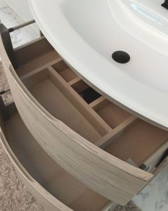 Mobile bagno Greta 70 cm rovere grigio con lavabo in vetro