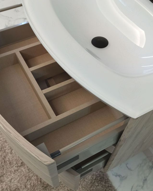 Mobile bagno Greta 70 cm rovere grigio con lavabo in vetro Mobile bagno Greta 70 cm rovere grigio con lavabo in vetro