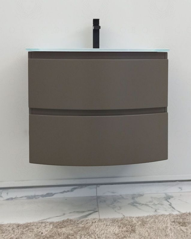 Mobile bagno Greta 70 cm grigio vulcano con lavabo in vetro Mobile bagno Greta 70 cm grigio vulcano con lavabo in vetro