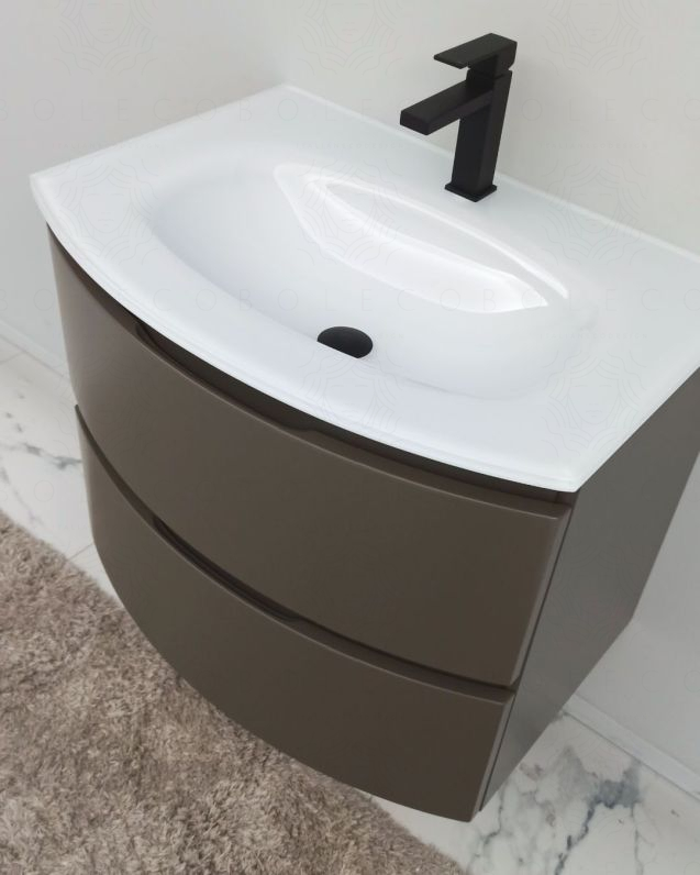 Mobile bagno Greta 70 cm grigio vulcano con lavabo in vetro Mobile bagno Greta 70 cm grigio vulcano con lavabo in vetro