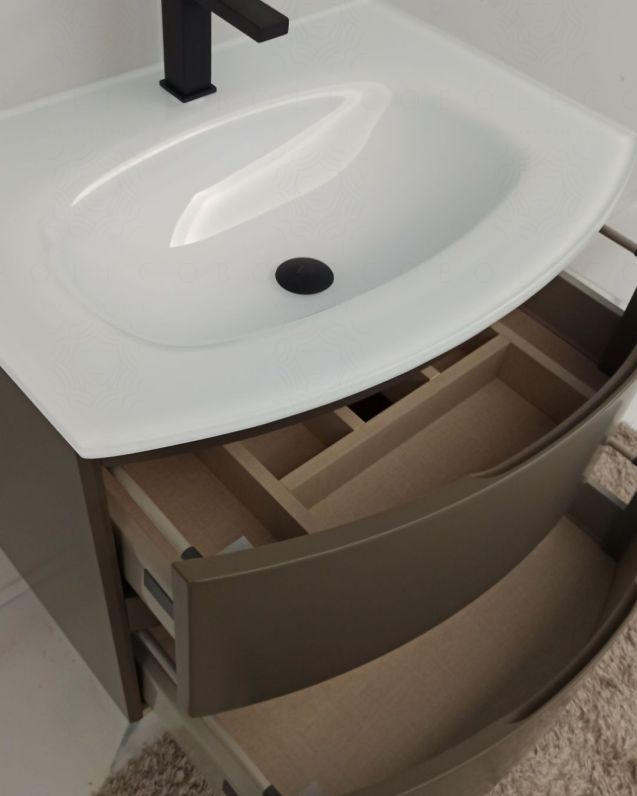 Mobile bagno Greta 70 cm grigio vulcano con lavabo in vetro Mobile bagno Greta 70 cm grigio vulcano con lavabo in vetro