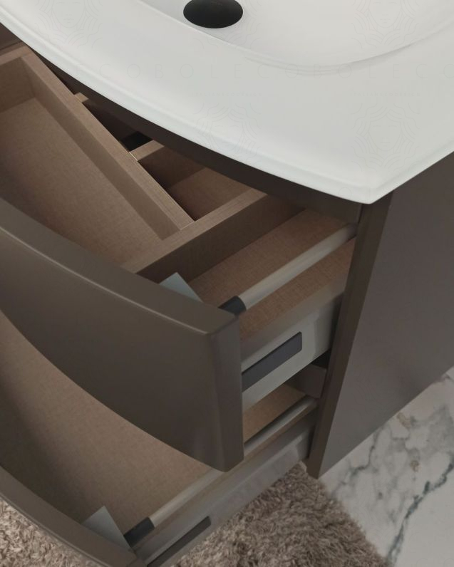 Mobile bagno Greta 70 cm grigio vulcano con lavabo in vetro Mobile bagno Greta 70 cm grigio vulcano con lavabo in vetro