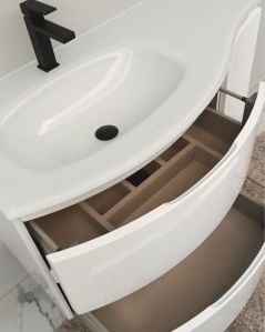 Mobile bagno sospeso curvo 105 cm con lavabo in vetro – Greta