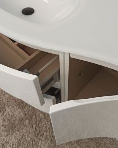 Mobile bagno sospeso curvo 105 cm con lavabo in vetro – Greta
