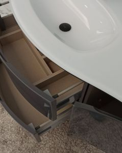 Mobile bagno sospeso curvo 105 cm antracitelucido con lavabo in