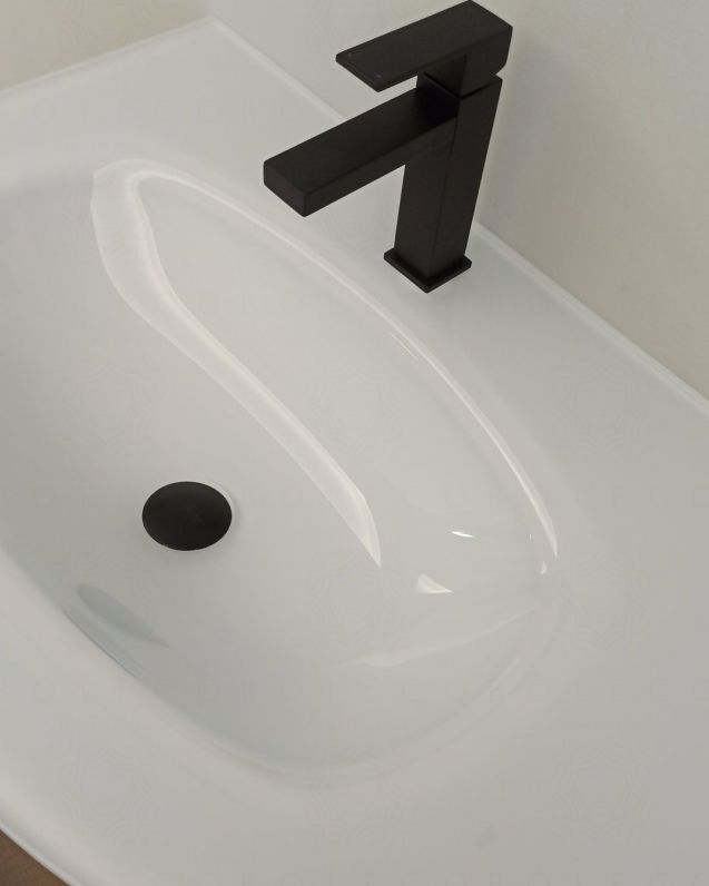 Mobile bagno sospeso curvo 105 cm con lavabo in vetro – Greta Mobile bagno sospeso curvo 105 cm con lavabo in vetro – Greta