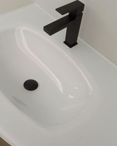 Mobile bagno sospeso curvo 105 cm con lavabo in vetro – Greta