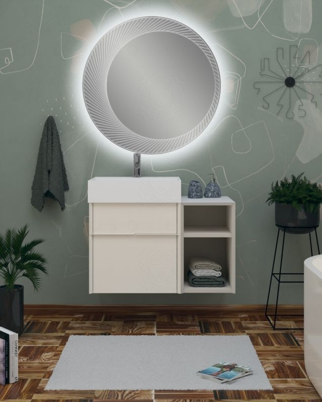 Mobile bagno sospeso Diadema cm.80 con specchio led