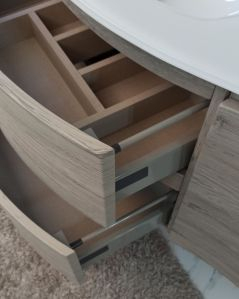Mobile bagno sospeso curvo 105 cm rovere grigio con lavabo in