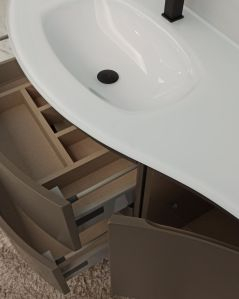 Mobile bagno sospeso curvo 105 cm grigio vulcano con lavabo in